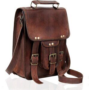 Elegant 100% Leather Cross Body Bag with Adjustable Strap - Perfect for Tablets